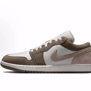 Jordan Air Jordan 1 牛剖层革 舒适 低帮 复古篮球鞋 男款橄榄灰