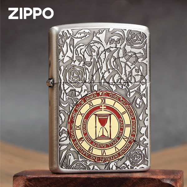 Zippo打火机正版防风雕刻时间沙漏贴章经典款生日礼物创意之宝