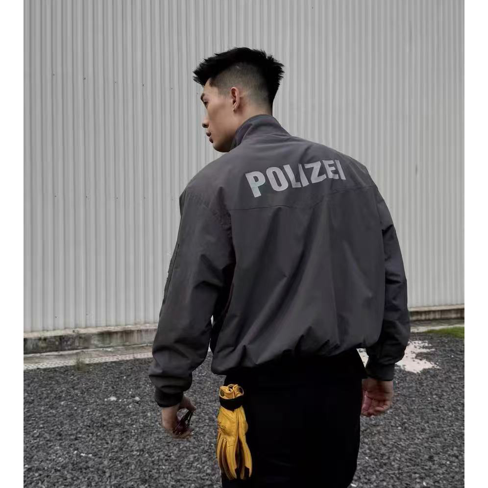 阔型显壮硬汉风 美式polizei棉服 三防立领 boxy短宽外套飞行棉衣