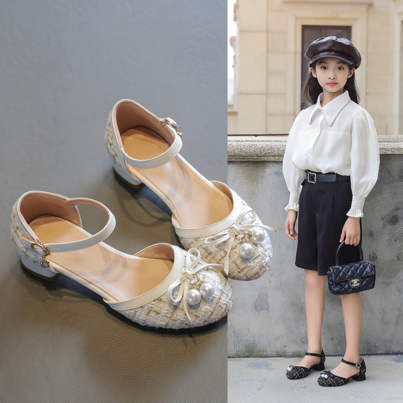 小香风夏季新款女孩时尚包头凉鞋