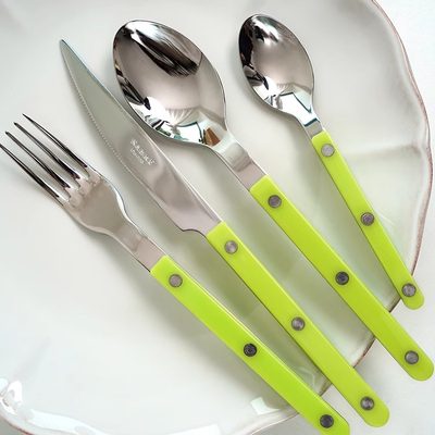 新品 法国正品Sabre Paris花园绿青柠绿色亮面西餐具刀叉勺套装