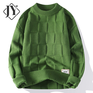 慵懒风纯色圆领毛衣男秋冬季潮牌休闲青少年学生内搭保暖毛线衣