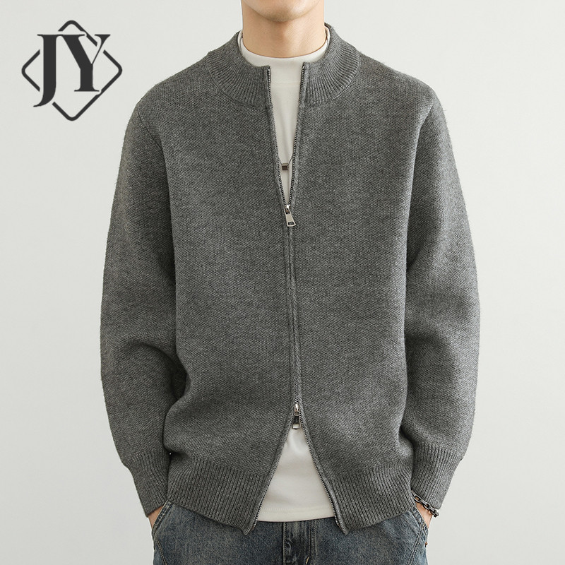 秋冬季2026新款棒球领拉链针织开衫外套男纯色休闲百搭针织衫毛衣
