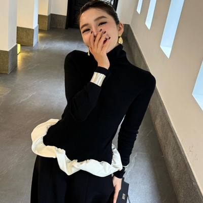 德绒上衣女秋冬小众不撞款打底衫