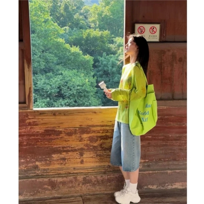 夏季穿搭慵懒风涂鸦长袖T恤女宽松显瘦独特漂亮透气防晒罩衫上衣