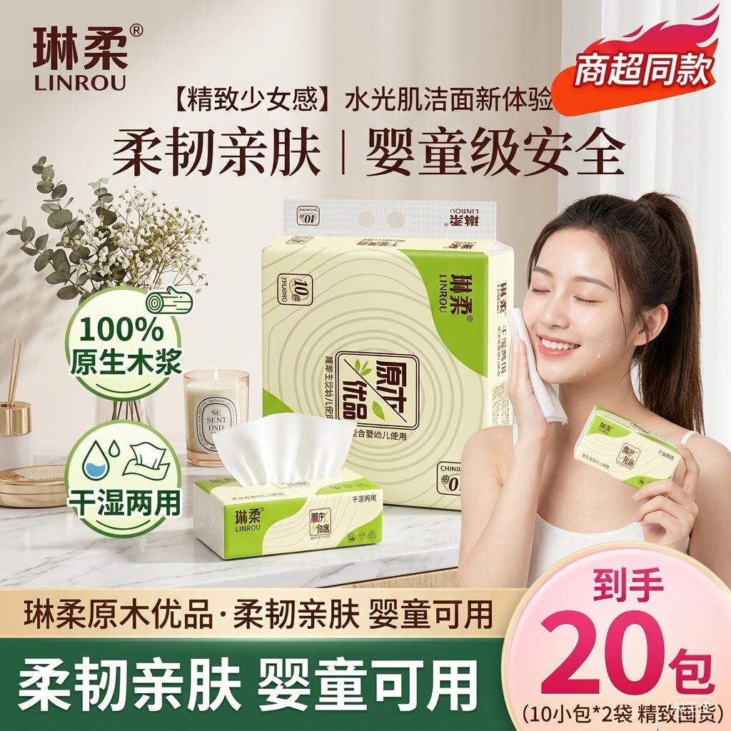 【商超同款】琳柔抽纸家用纸巾大抽纸