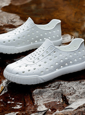 新款夏季情侣洞洞鞋男女休闲圆头包跟防水雨鞋户外沙滩涉水凉拖鞋