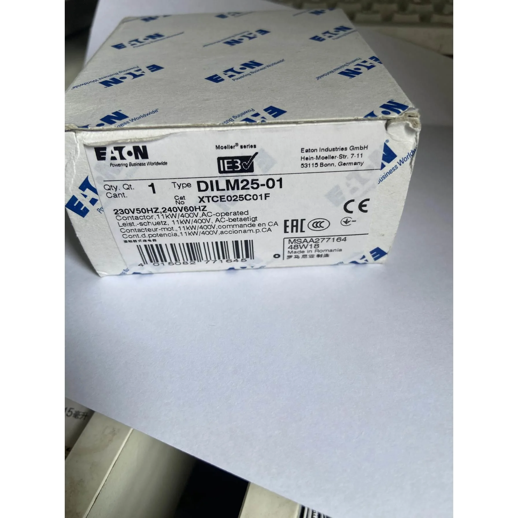 非实价议价议价原装进口穆勒交流接触器DILM25-01 XTCE025C01F 23
