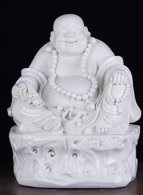 白瓷大肚佛弥勒佛笑佛摆件陶瓷佛像瓷器礼品家居客厅摆设工艺品