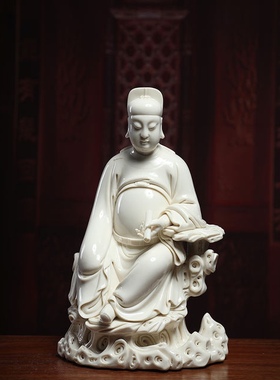 仿何朝宗陶瓷摆件《仿古瓷经书文昌帝君像》文曲星像佛像工艺品