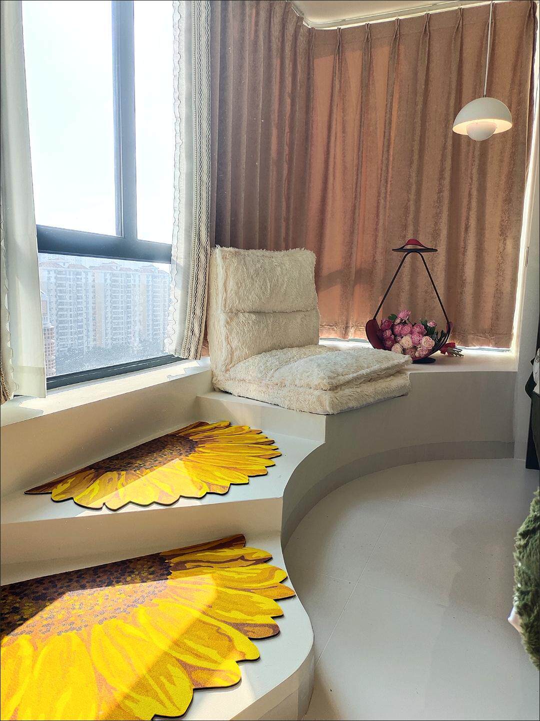 田园黄色太阳花半圆形吸水防滑浴室进门地垫入户门垫进门