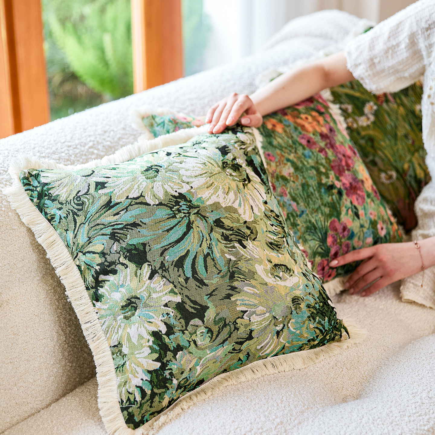 法国法式民族风复古风棉麻抱枕靠垫靠背客厅卧室高级感碎花靠枕套