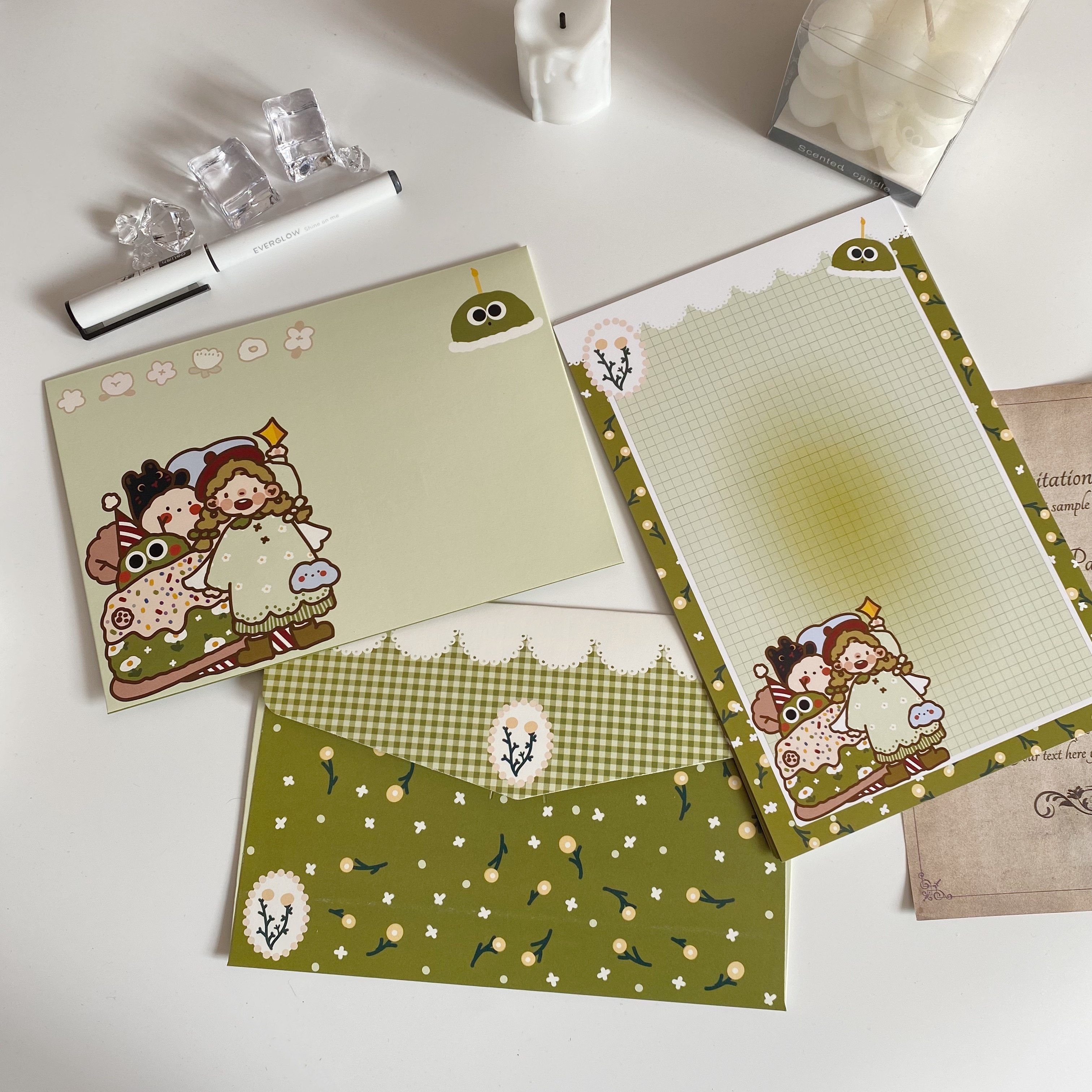 「四周年新品」贪吃小怪兽丨甜品女孩可爱萌卡通三月原创信封信纸