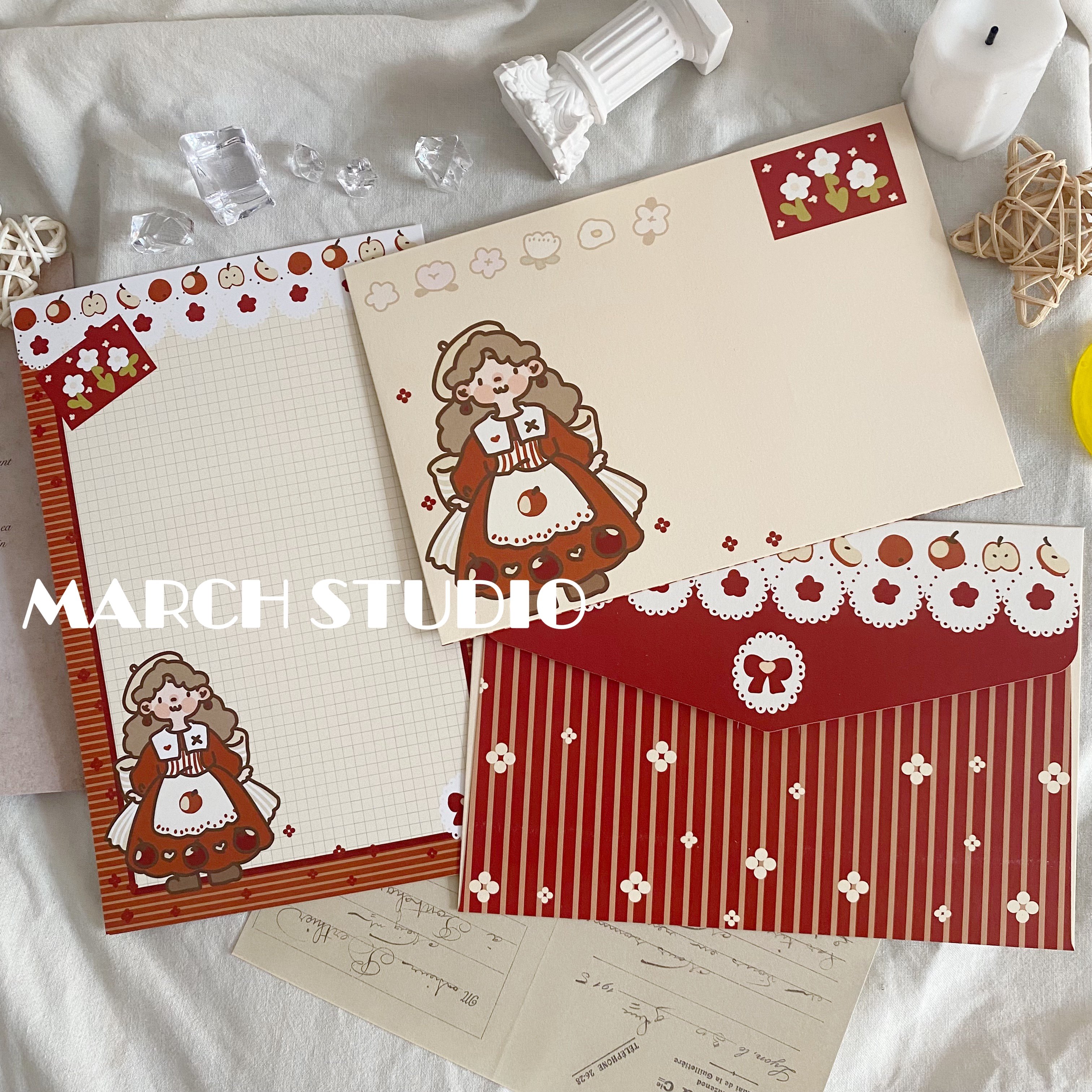 31新品」红果果丨苹果女孩子可爱甜美信封信纸套装原创设计