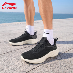 李宁跑步鞋轻风V3男士黑色网面透气减震回弹运动鞋轻便跑鞋休闲鞋
