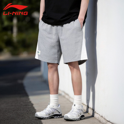 李宁夏季透气舒适跑步五分短裤