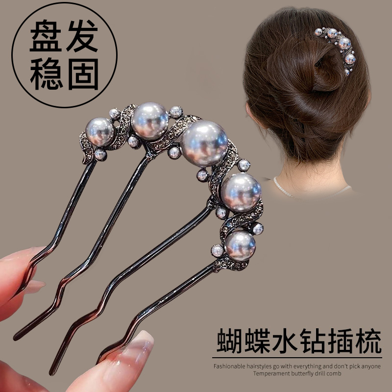 U型珍珠发簪女2025新款