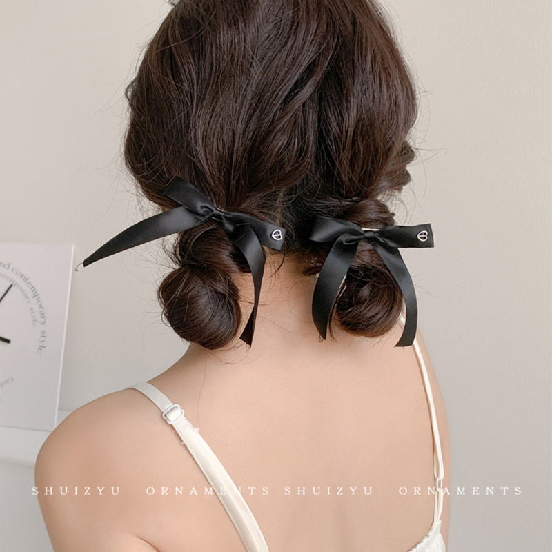 芭蕾ins风蝴蝶结蕾丝飘带发夹