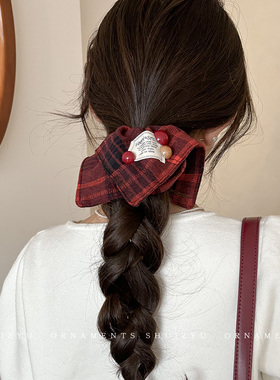 红色大肠发圈女扎头马尾方巾头绳发饰2025新款高级感发绳皮筋头饰