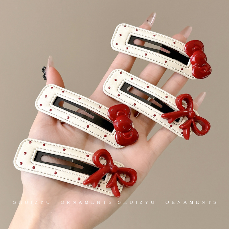 波点蝴蝶结发夹女前额刘海