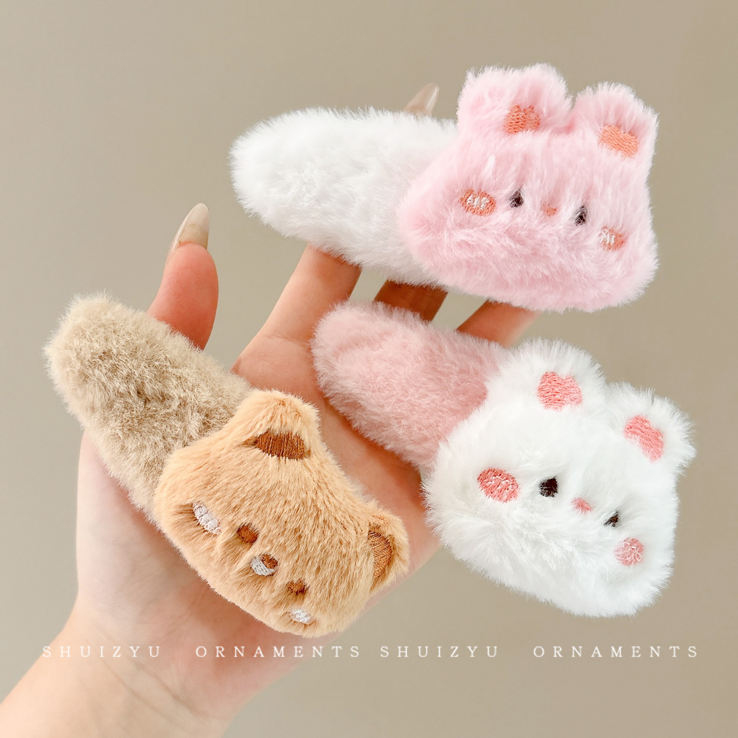 毛绒小熊发夹女2025新款侧边刘海