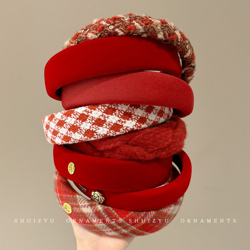 安可拉红复古发箍女2025新款