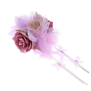 花朵羽毛抓夹新中式鲨鱼夹流苏绢花发饰高级感发夹后脑勺夹子头饰