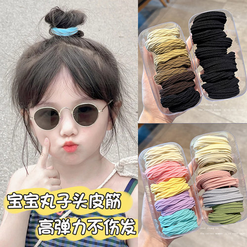 女儿童彩色高马尾丸子头发绳