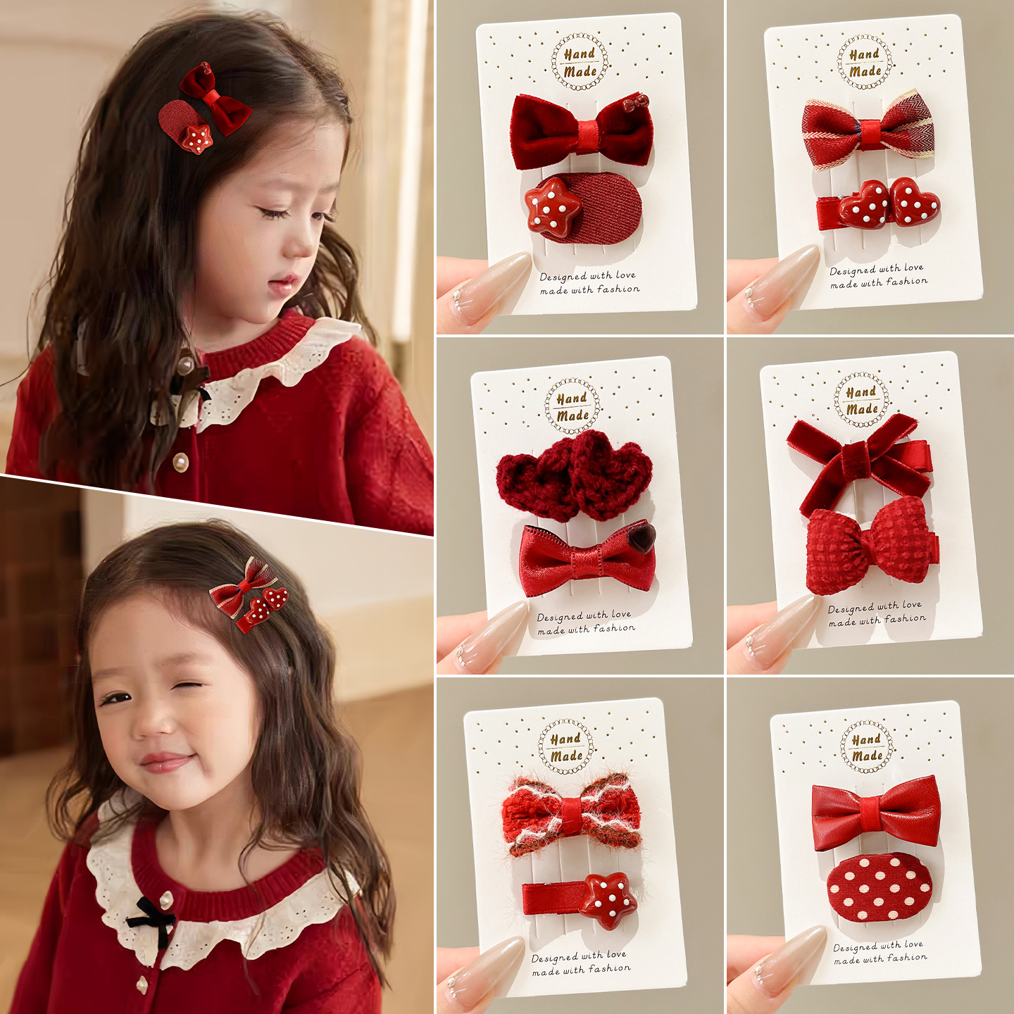 新年红色头饰儿童发夹