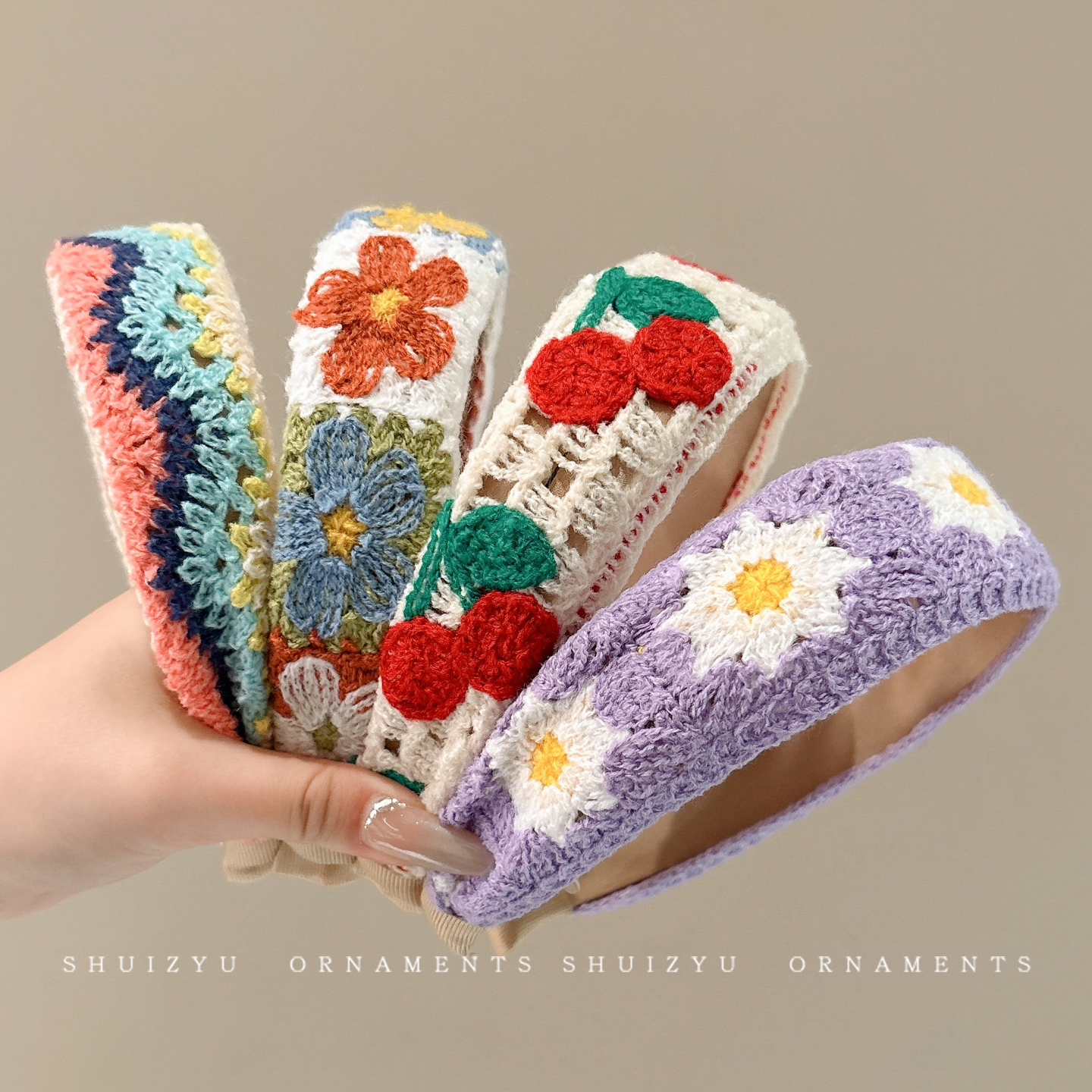 针织花朵发箍女2025新款