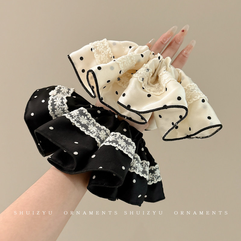 波点缎面蕾丝发圈女气质超大号肥肠发绳高级感花边猪大肠头绳发饰,饰品/流行首饰/时尚饰品新,发饰,淘宝优惠券,粉丝福利购,淘宝优惠卷