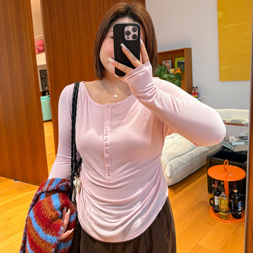 木子理想胖mm大码收腰显瘦打底衫