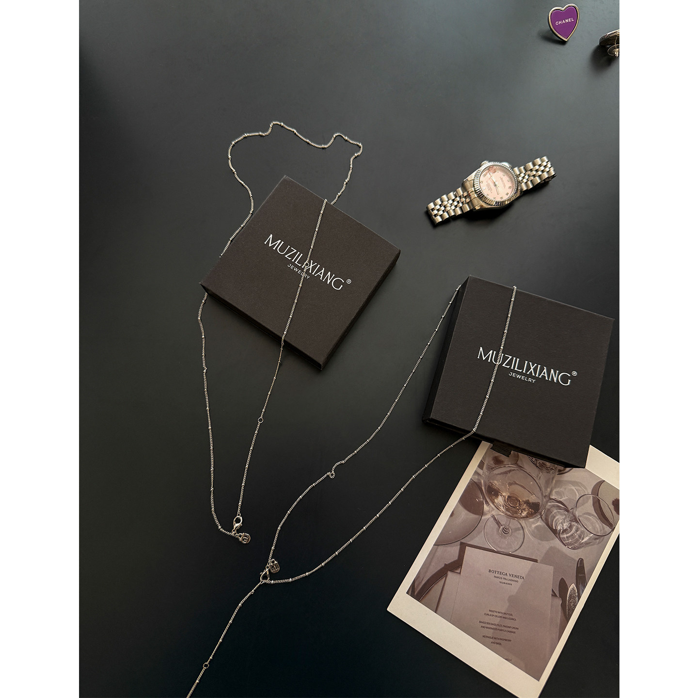 星光项链多档可调节圆扣925银加长龙虾扣木子理想胖mm项链