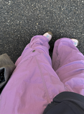 胖mm机能工装裤木子理想大码女装春夏宽松抽绳松紧腰200斤休闲裤