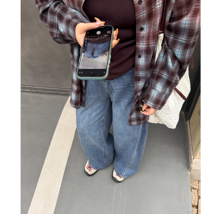 宽松休闲牛仔直筒裤 胖mm春季 女装 木子理想大码 子200斤 直筒牛仔裤