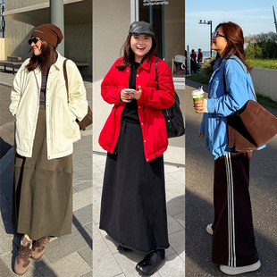 外套女200斤 休闲遮胯夹棉衬衫 胖mm冬季 廓形轻便棉服木子理想大码