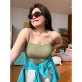 胖mm免穿内衣胸垫吊带背心木子理想无缝工艺弹力舒适内搭ABC通杯