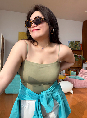 胖mm免穿内衣胸垫吊带背心木子理想无缝工艺弹力舒适内搭ABC通杯