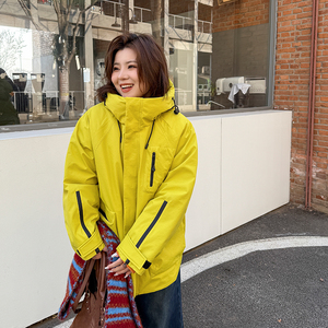 胖mm冬季都市户外羽绒服木子理想大码女一体无胆白鸭绒羽绒冲锋衣