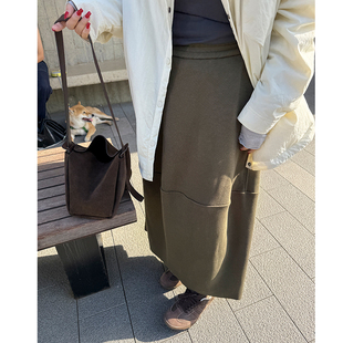 胖mm秋冬设计感休闲半身裙木子理想大码 女松紧腰廓形裙子200斤