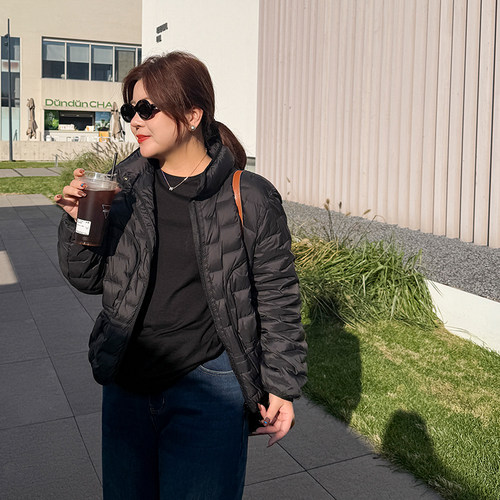 木子理想胖mm大码收腰短款羽绒服