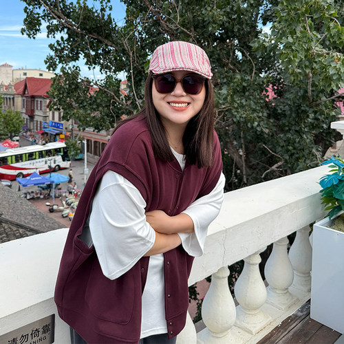 木子理想胖mm美式复古马甲套装