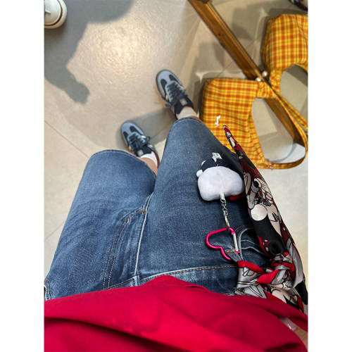 木子理想大码四面弹五分牛仔短裤