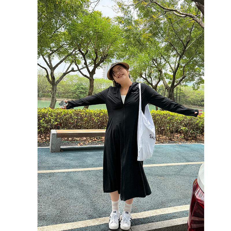 木子理想胖mm大码长款原纱防晒服