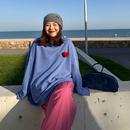 胖mm秋冬廓版 女宽松落肩卷边遮肉上衣200斤 松弛卫衣木子理想大码