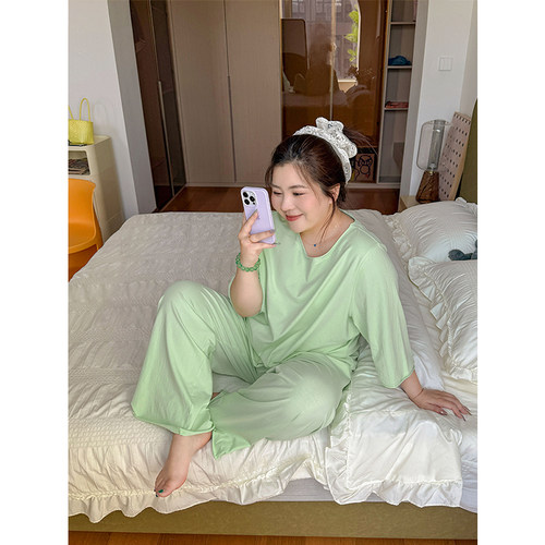 木子理想胖mm大码慵懒风睡衣套装