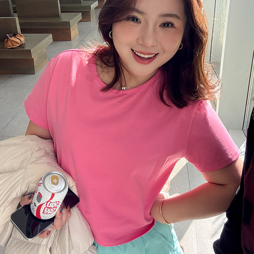 木子理想胖mm大码四季款全棉短T