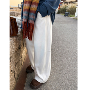 松紧腰加绒保暖休闲裤 胖mm冬季 女装 木子理想大码 子 一体绒显瘦卫裤