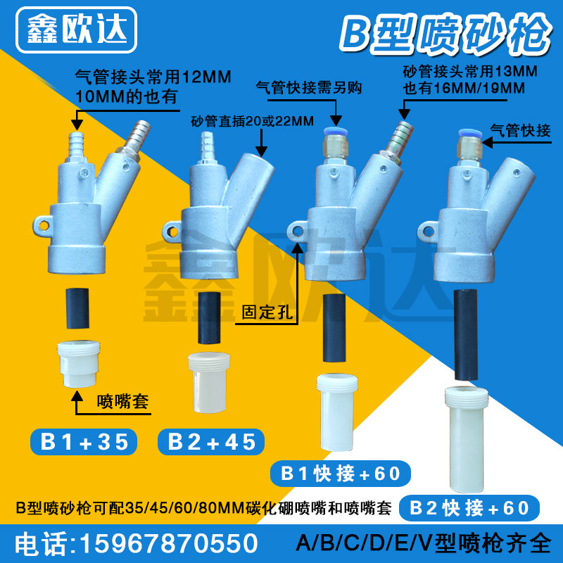 喷砂机喷枪b1型b2型喷砂枪碳化硼喷嘴喷砂枪头喷头喷沙枪喷砂嘴