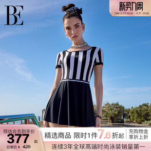 BE范德安小黑裙系列2026新品 女士连体泳衣大U领美背遮肉游泳馆